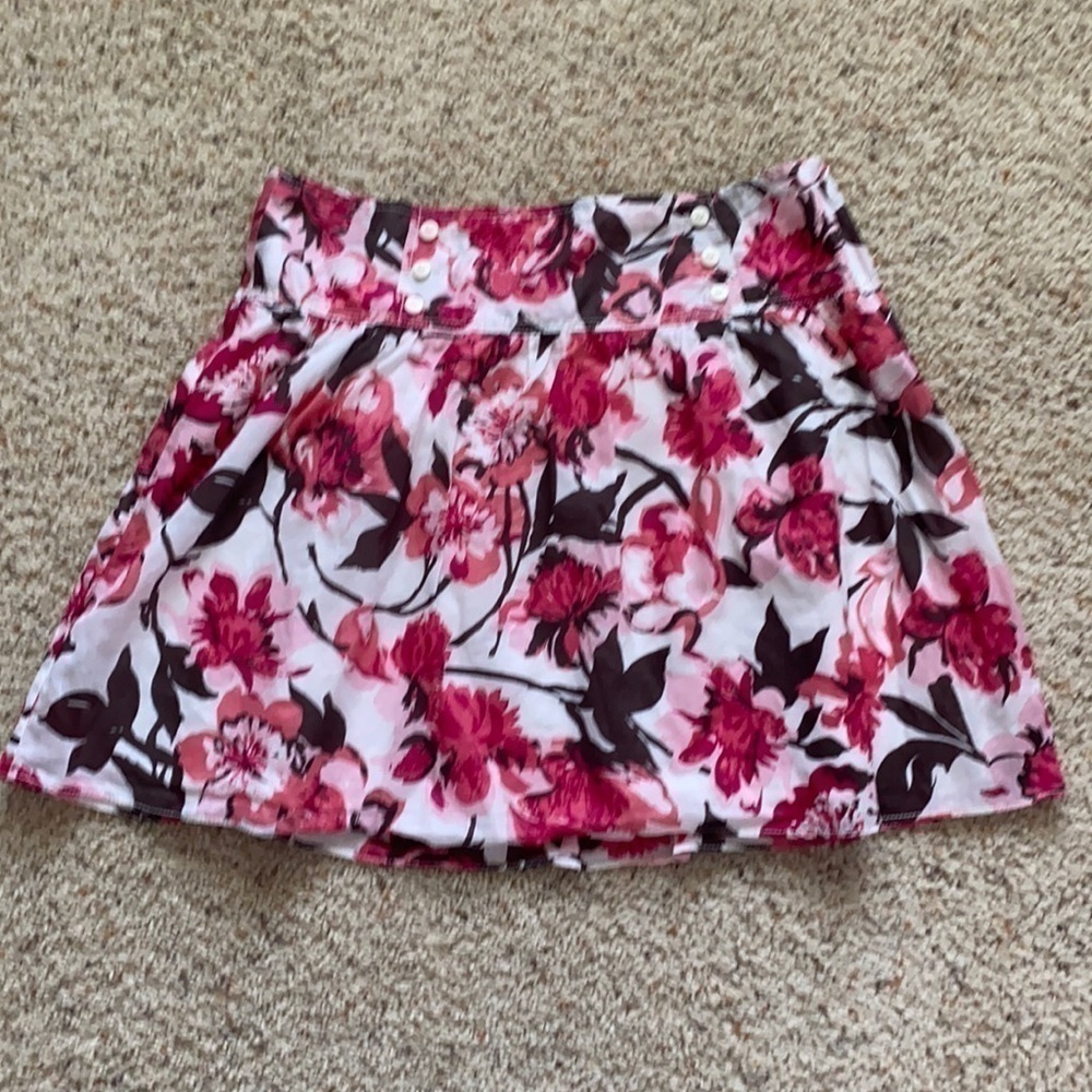 Ann Taylor LOFT Pink Floral Cotton Skirt 8